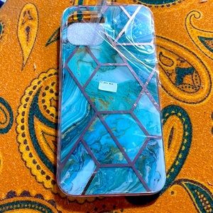 Never used IPhone 12 Pro Maxx Blue Marble Shockproof TPU case cover
